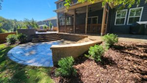 Circular Patio with Knee Wall and Landscaping