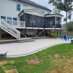 Stone paver patio built into terrain