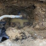 Leak found behind underwater light fixture