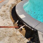 Removed pavers to work on stabilizing the foundation